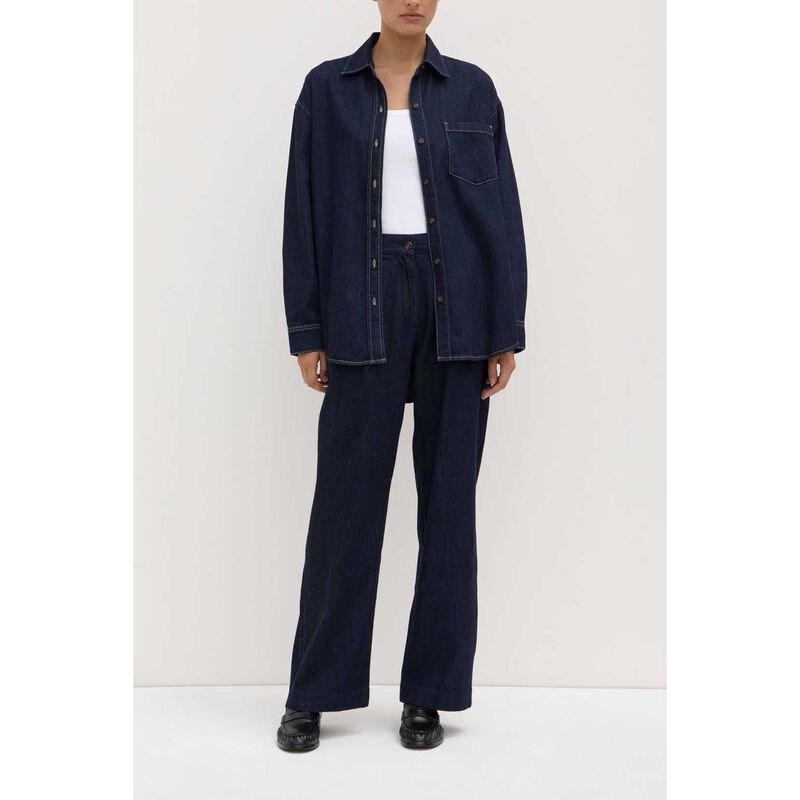 Assembly Label Kiera Recycled Denim Long Sleeve Shirt Deep Indigo image number 3